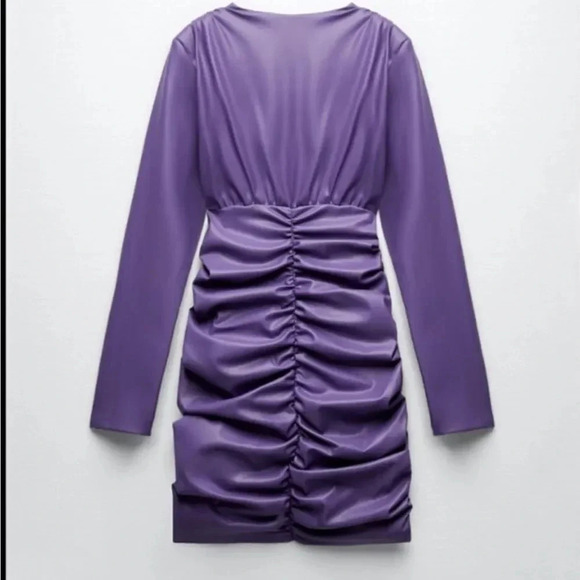 Zara Purple Faux Leather Dress - Picture 3 of 11